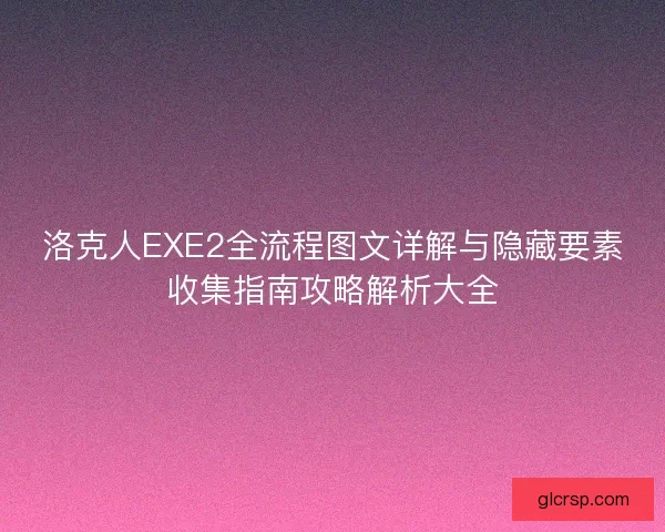 洛克人EXE2全流程图文详解与隐藏要素收集指南攻略解析大全
