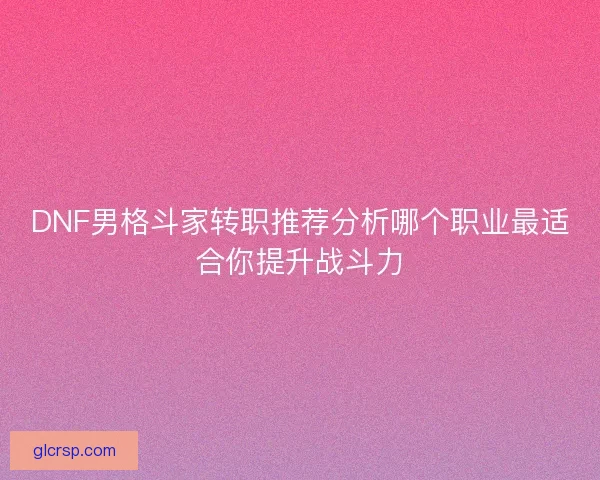 DNF男格斗家转职推荐分析哪个职业最适合你提升战斗力